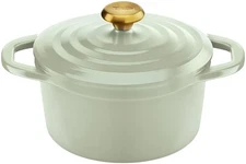 T-Fal Castline Air Cocotte In Sage Green, 20Cm, Double-Handled Pot For Waterles_