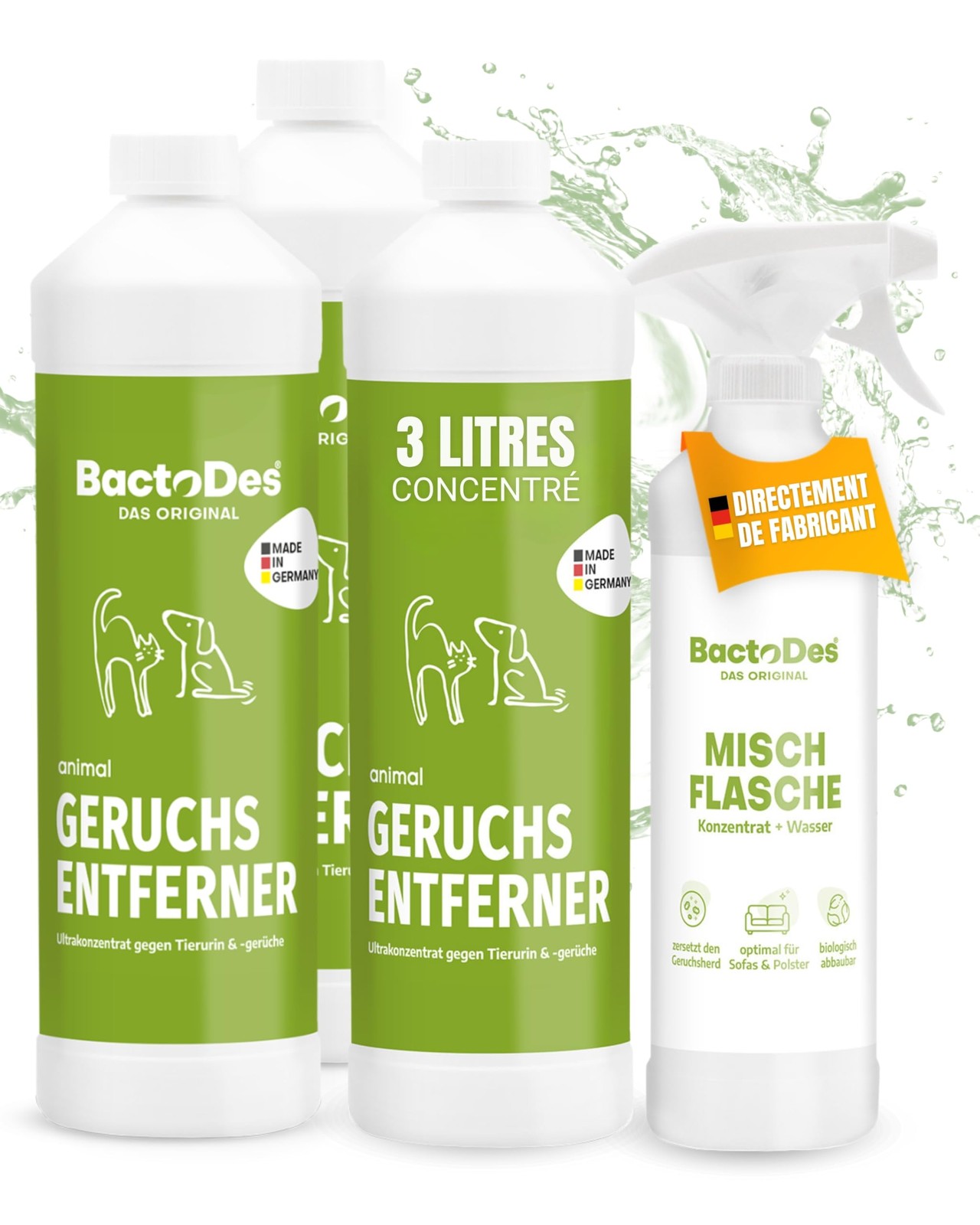 Désodorisant concentré animaux 3L destructeur odeur chien et chat avec spray doseur