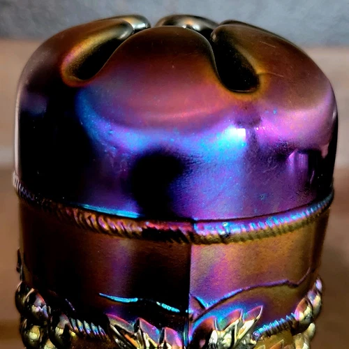 Northwood Grape & Cable  Amethyst Carnival Glass Hat Pin Holder Est 1910-1918