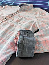 MEN'S 2XL CORDUROY PLAID LONG SLEEVE BUTTON-DOWN SHIRT COPPER & OAK LEGACY