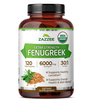 USDA Organic Fenugreek 30:1 Extract, 6000 mg Strength, 120 Vegan Capsules