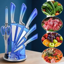 Professional 9-Piece Kitchen Knife Set with Block Non Stick Sharp Chef Knives