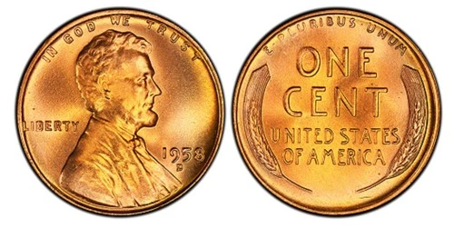 US 1958 D Wheat Penny BU GEM Coin