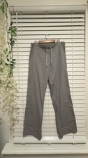 Unisex Solid Medical Scrub Pants Gray Drawstring Waist