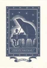 Exlibris Bookplate Legno Stampa Italo Zetti 1913-1978 Donna Pianoforte Pleyel