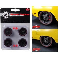 GMP 18890 1970 ROAD RUNNER STREET FIGHTER 5-SPOKE WHEEL AND TIRE SET OF 4 1/18