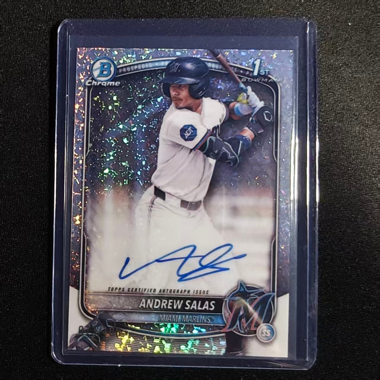 🧂2025 BOWMAN CHROME BASEBALL PROSPECT 1ST AUTO MINI DIAMOND /100 ANDREW SALAS