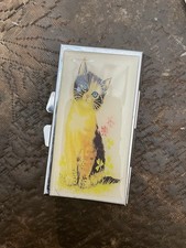 Retro Darling Kitten Kitty Cats Rectangle 7-grid Silver Trinket Box Pill box