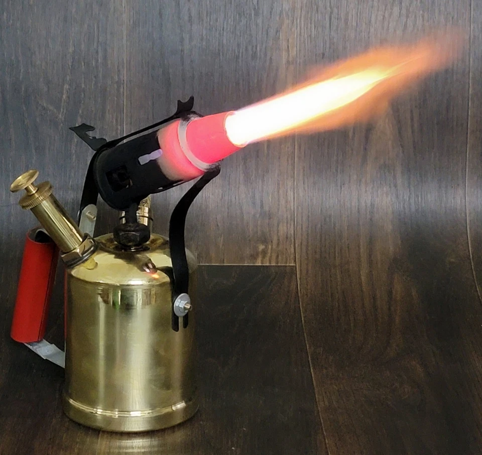Functional Vintage Style Kerosene Oil Brass Blow Torch Lamp Retro Soldering Tool - Image 3 of 4