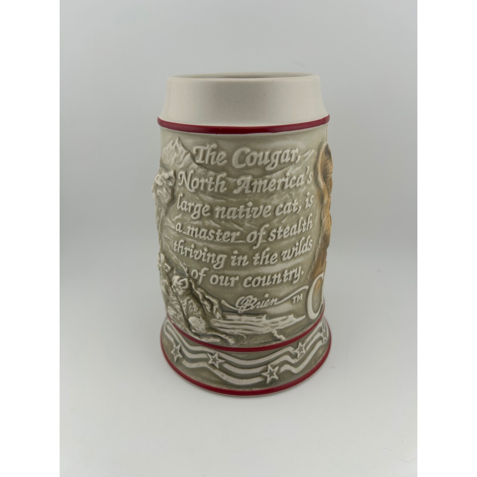 AVON American Animal Stein "Cougar" Ceramic Collectible Mug thumbnail 2