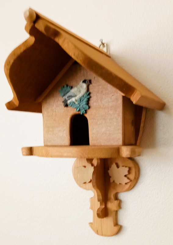Designed and hand built - Wood Birdhouse to wall mount Inside Only 9.25" tall