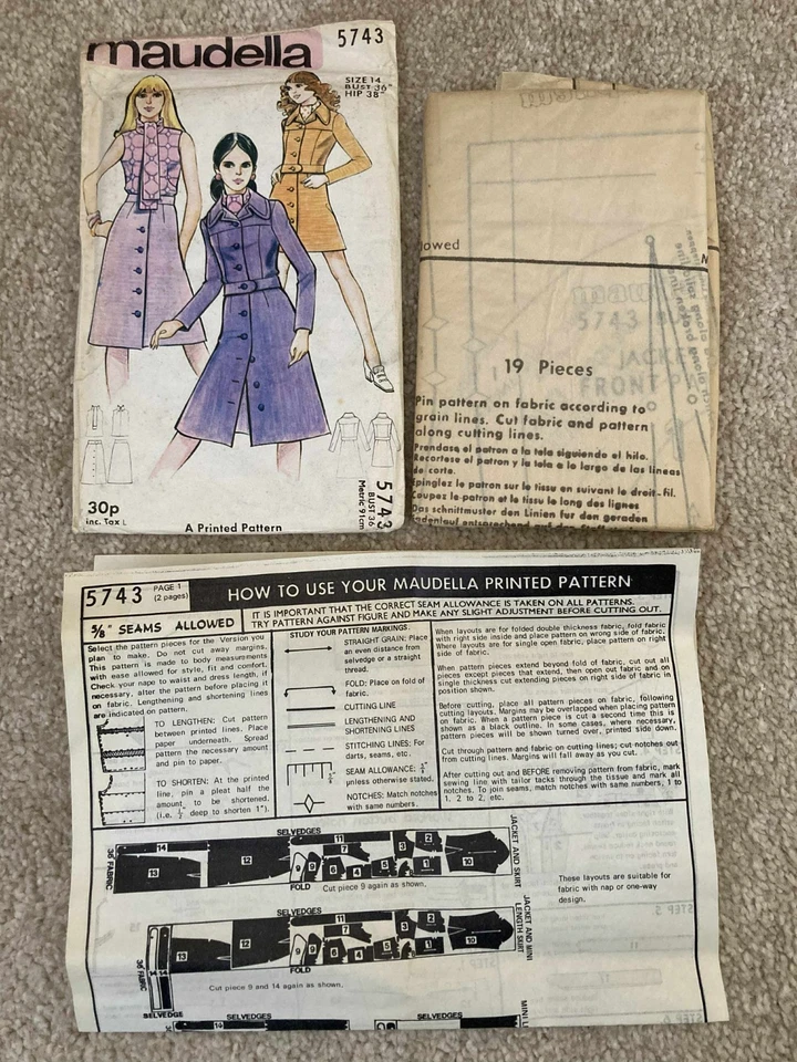 Vintage sewing pattern Maudella 5743 Size 14 Uncut - Image 3 of 3
