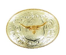 Crumrine Western Belt Buckle Kids Youth Longhorn Silver Gold C1059313