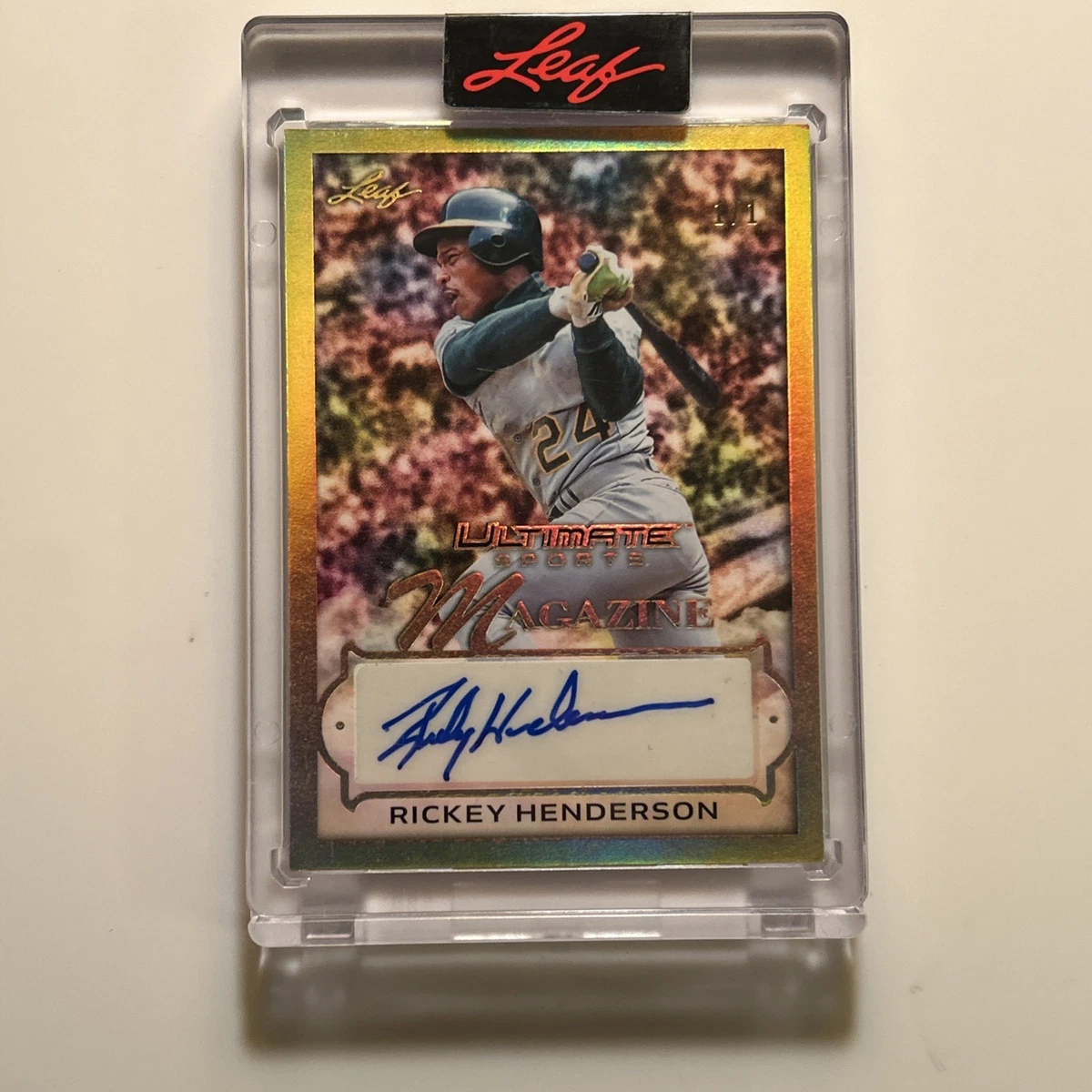 Leaf Rickey Henderson Autographed Baseball Sports Trading Cards