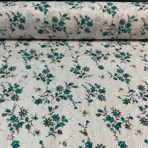 Tela de vestido con estampado floral de verano floral de verano bordado 100 m de ancho M1569 - Imagen 3 de 38