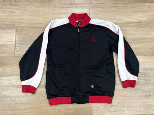 Vintage Air Jordan Boys Track Jacket MEDIUM Relaxed Black Zip 20th Anniversary