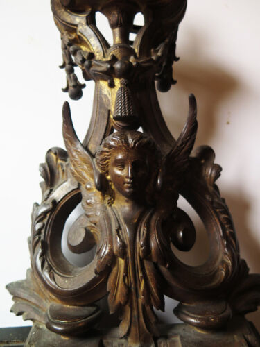 A PAIR OF QUALITY BRASS 19th CLASSICAL FRENCH CHENETS ON ADJUSTABLE FENDER - Picture 2 of 12