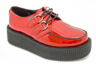 T.U.K. V8903 TUK Viva Mondo 2-Ring Round Toe Creeper Red Iridescent Patent