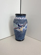 CZECH AMPHORA KING FISHER VASE