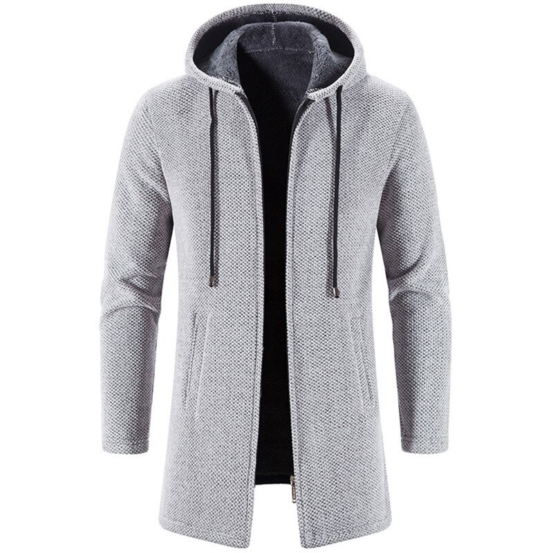 Pattern Cable Knit Mens Thick Cardigan With Zip Men's Jacket Coat
