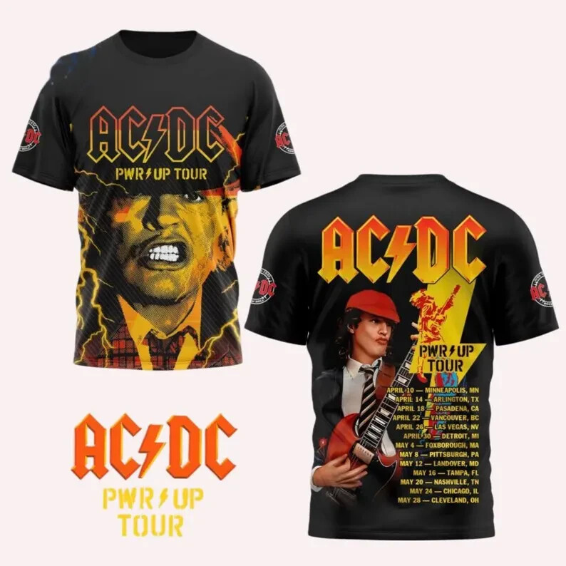 AC/DC Power Up Tour 2025 3D Shirt, Rock Band Shirt, Pwr Up Tour 2025 Shirt