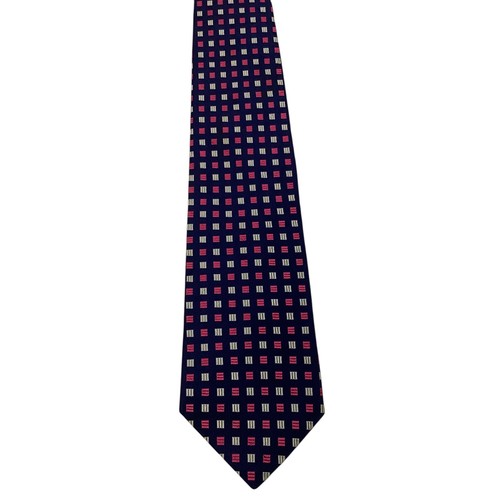 BROOKS BROTHERS Makers Men's Silk Necktie USA Designer Geometric Blue/Pink GUC - Picture 2 of 3