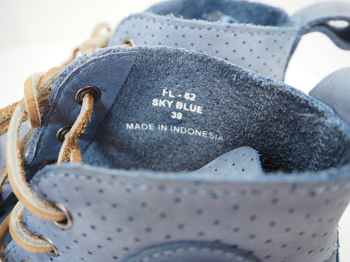 Blackstone Mens Perforated Leather Sneakers Sky Blue Lace Up  display picture 1