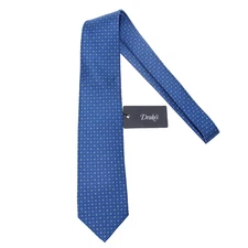Drake's NWT Neck Tie in Blue with White & Light Blue Mini Circles 100% Silk