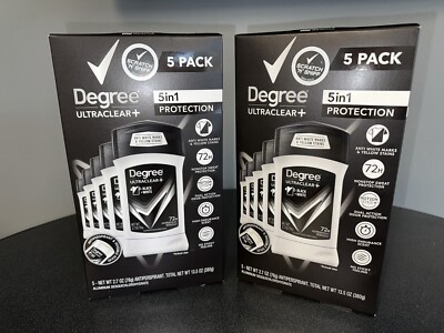10 Degree Men UltraClear Antiperspirant Deodorant (2) 5 Packs Black & White 2.7