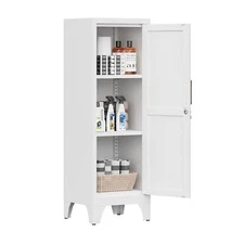 Farmhouse Narrow Bathroom Storage Cabinet Cupboard Kitchen Pantry Cabinet w/Lock