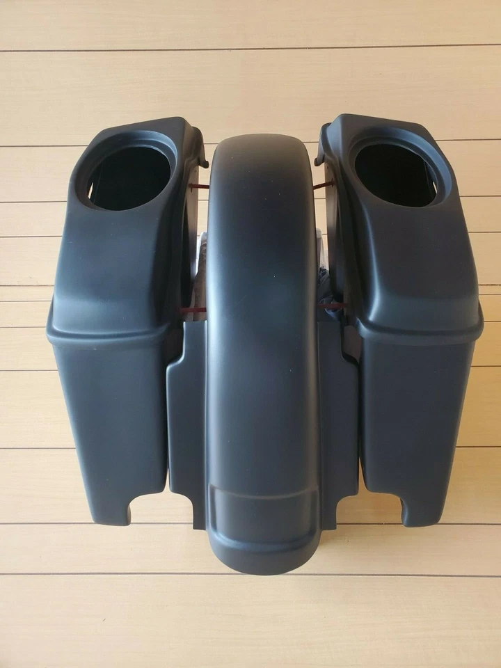 Alforjas estiradas de 4", guardabarros trasero y tapas de 6x9 para Harley Davidson 89-2008 Foto 2 de 3