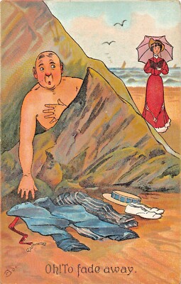 Oh! Um Zu Verblassen~Frau Nähert Sich Nacktem Mann~Sexy ''Bob'' Comic Postkarte