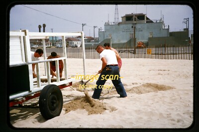 Men at Venice Beach, Los Angeles, California in 1955, Kodachrome Slide m17b