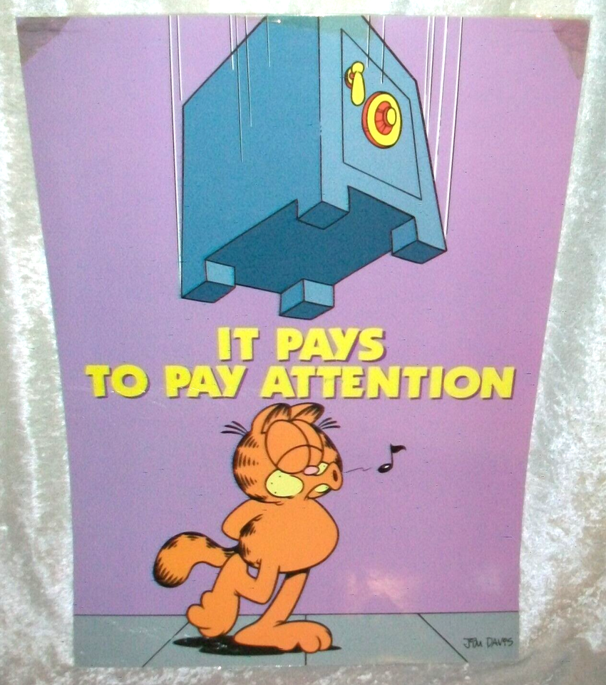 Vintage Argus Garfield Cat ALERT Pays to Pay Attention School Classroom ...