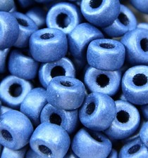 Rondelle Pony Beads, 9mm, 3.5mm Hole, Matte Metallic Blue, Czech, 20 Pcs, 117