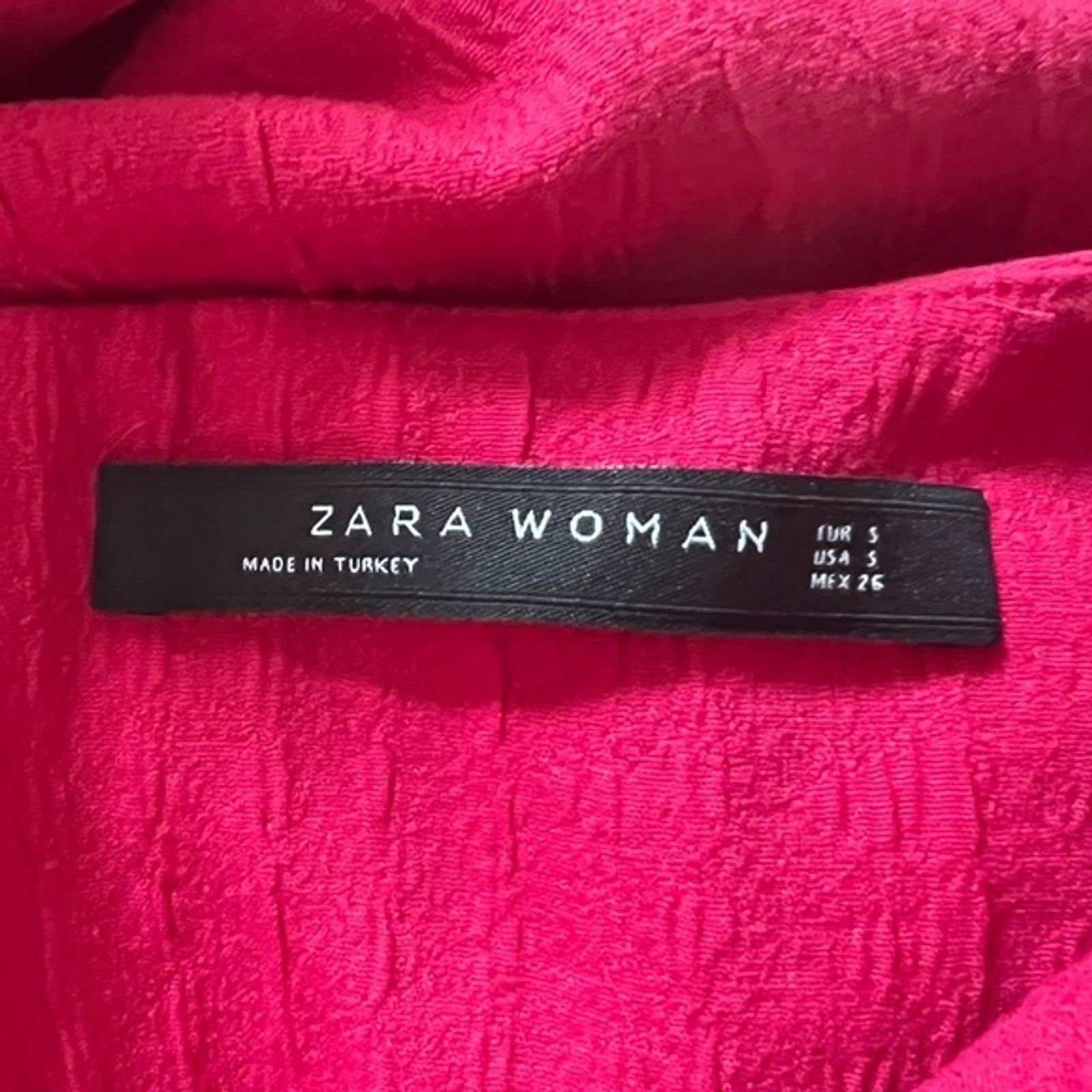 Zara Woman Mini Dress Hot Pink Ruffle Sleeves 3/4 Sle… Gem