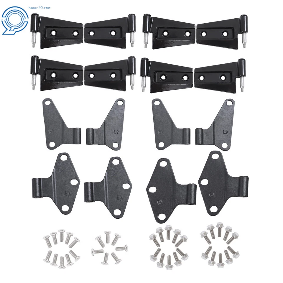 Body Door Hinge Replacement Set Black Powder Coat For Jeep Wrangler JK 2007-2018 - Image 2 of 4