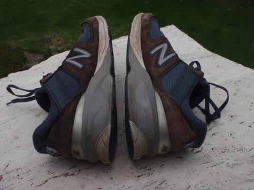 New Balance M990NV5 990v5 MEN 11.5 EU 45.5 2E WIDE USA MADE 990 NAVY BLUE BROWN - Picture 8 of 13