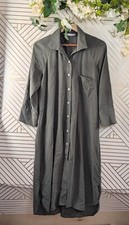 ZARA Women's Green Midi Shirt Dress Collar Short Sleeve Flowy Size Small