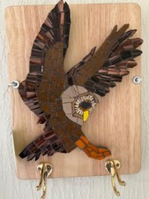 SOWA MOZAIKOWA z parą haczyków na kapelusz i płaszcz, oryginalna, podpisana