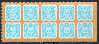 ok tobacco Oklahoma Tobacco Tax OK T89 pane of 10, mint, VF