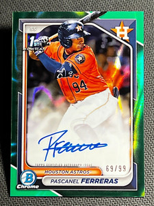 2024 Bowman Chrome 1st GREEN REFRACTOR PROSPECT ROOKIE AUTO Pascanel Ferreras/99
