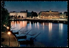 POSTCARD The Grand Hotel at Night in Stockholm, Sweden POSTED 1973