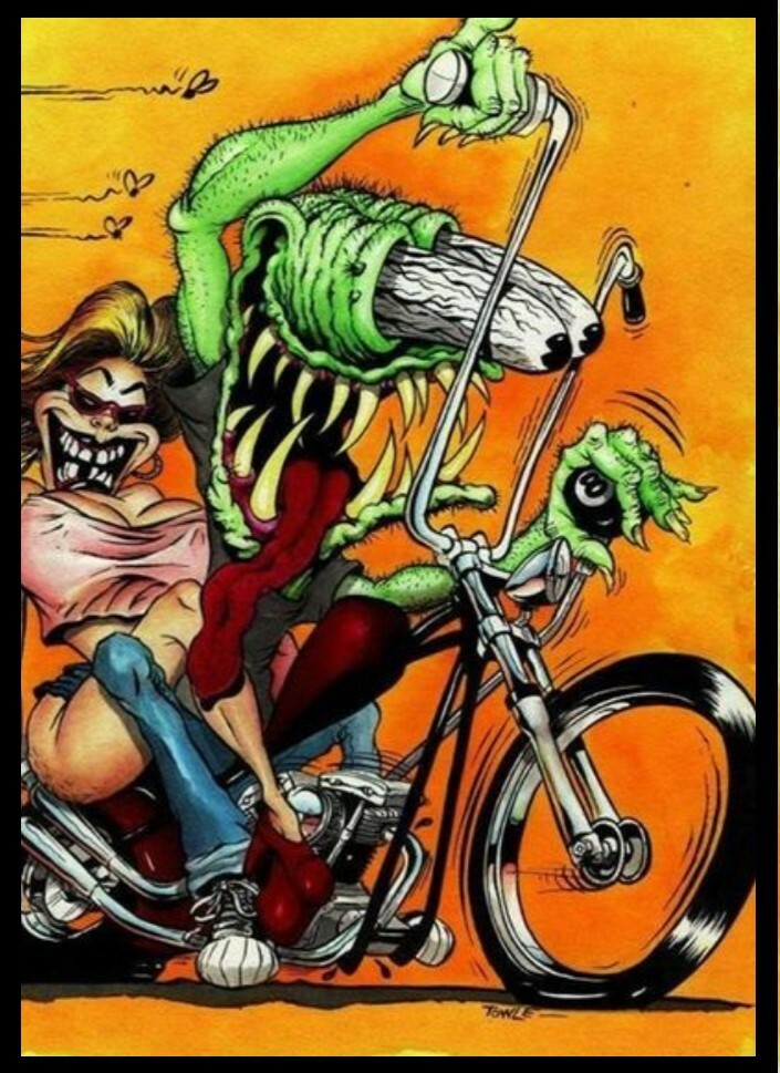 Green Monster Eight Ball Super Hot Rod Car Race Rat Fink Engine