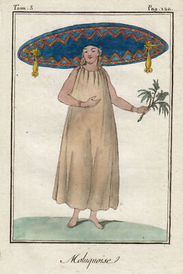 Indonesia Molukken Donna Originale Incisione Marechal 1800