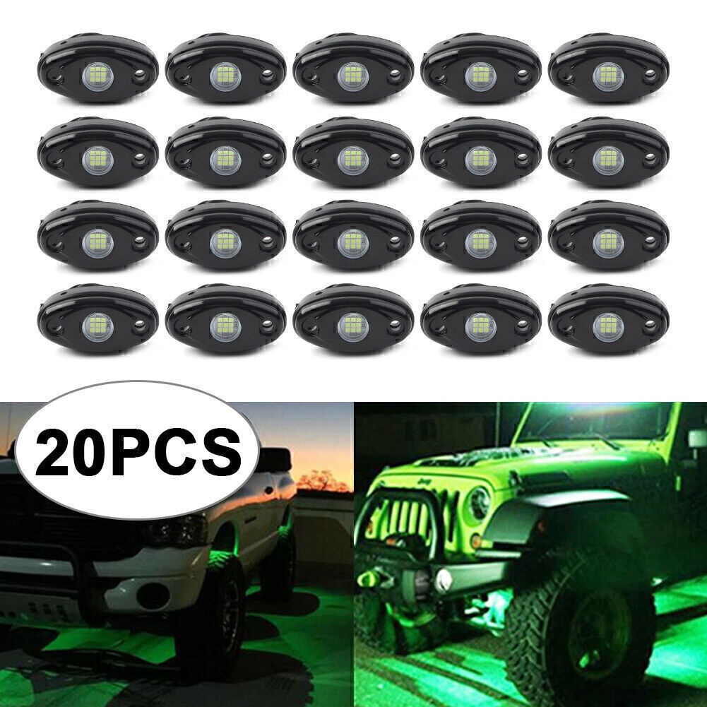 4-Pack Green LED Rock Lights - Underbody Lighting For Jeep, Truck, UTV, ATV, Boat