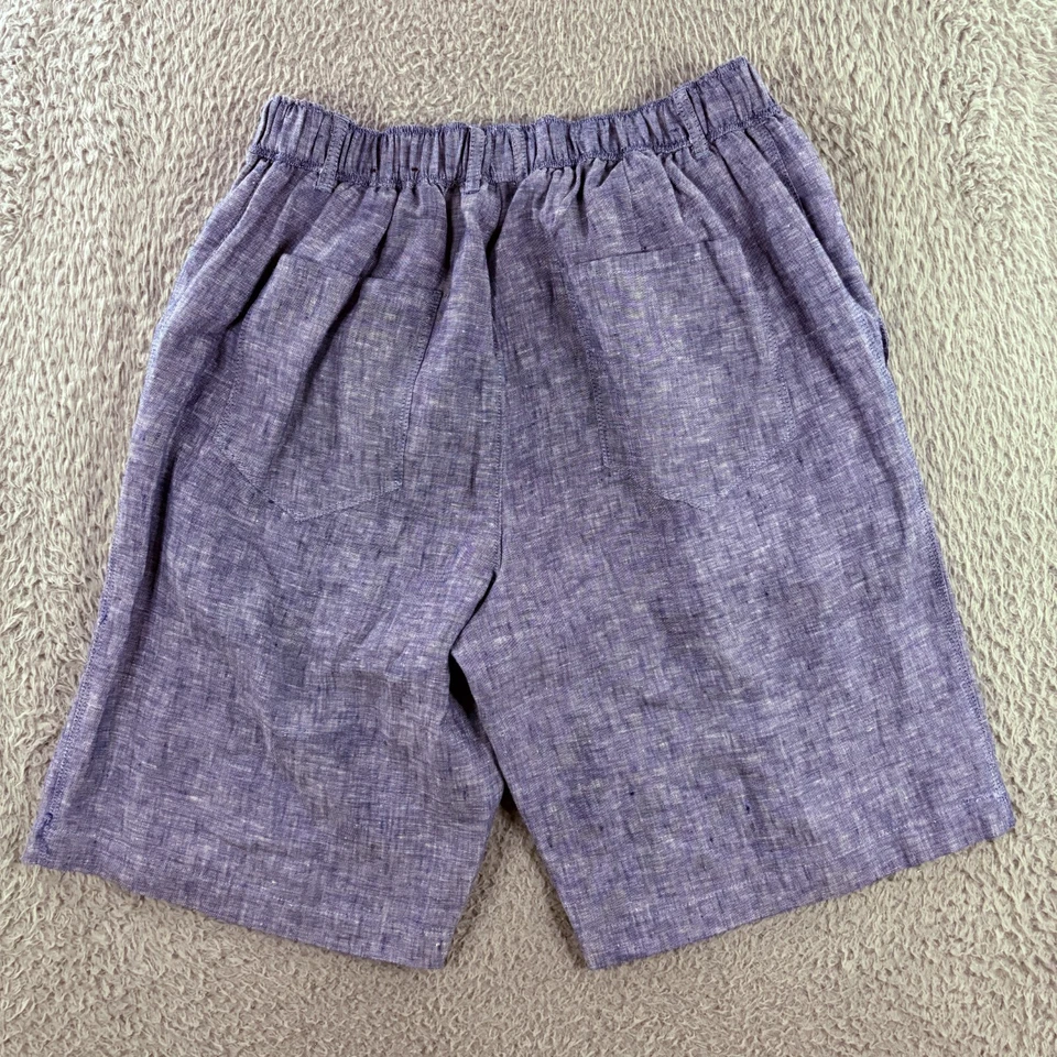 Pantalones Cortos Tasso Elba de Lino para Hombres Pequeños Cintura Elástica Cordón Verano Salón Azul Foto 4 de 4