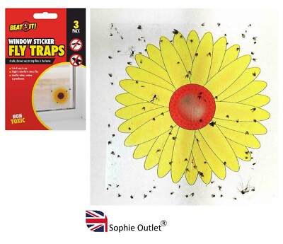 3 6 9 FLY TRAPS Fly Killer Sunflower Window Sticker Trap Stickers ...