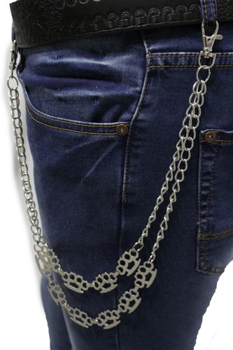Hot Men Silver Metal Wallet Chains Jeans Biker Rocker Biker Strand Knuckle Charm - Picture 7 of 12