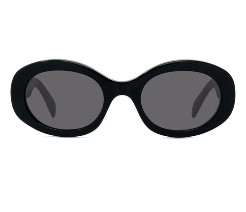 Celine CL40194U 01A Triomphe Oval Women Sunglasses Black Gold Grey Authentic - Picture 3 of 9